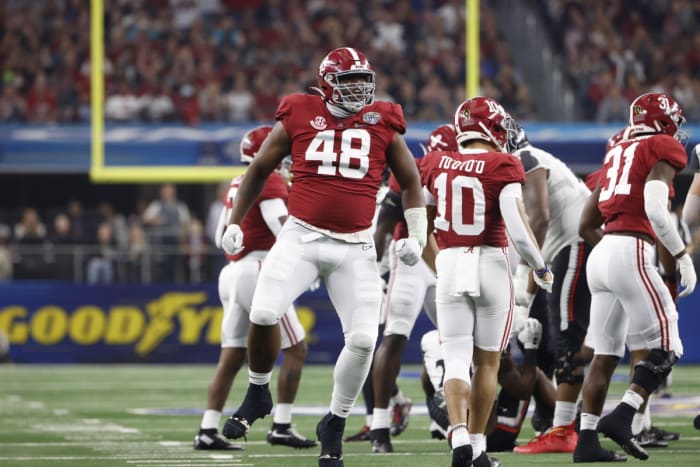 Alabama's Phidarian Mathis in the Cotton Bowl against Cincinnati on Friday, Dec. 31, 2021 in Arlington, Texas.